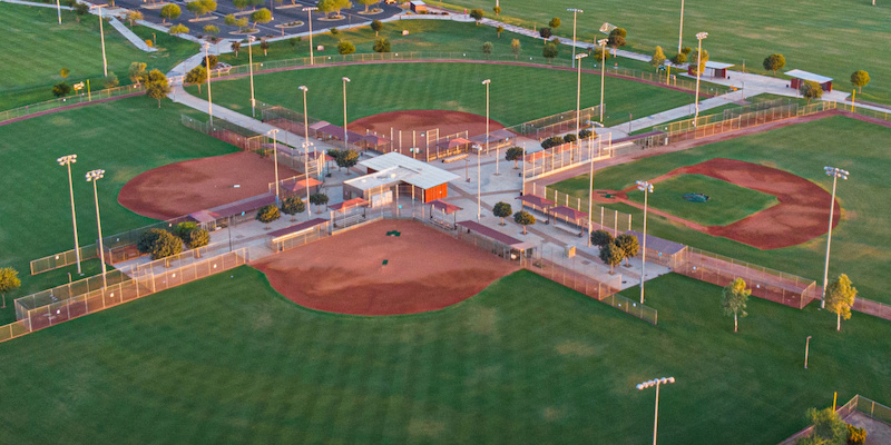 drone shot of baseball fields in maricopa